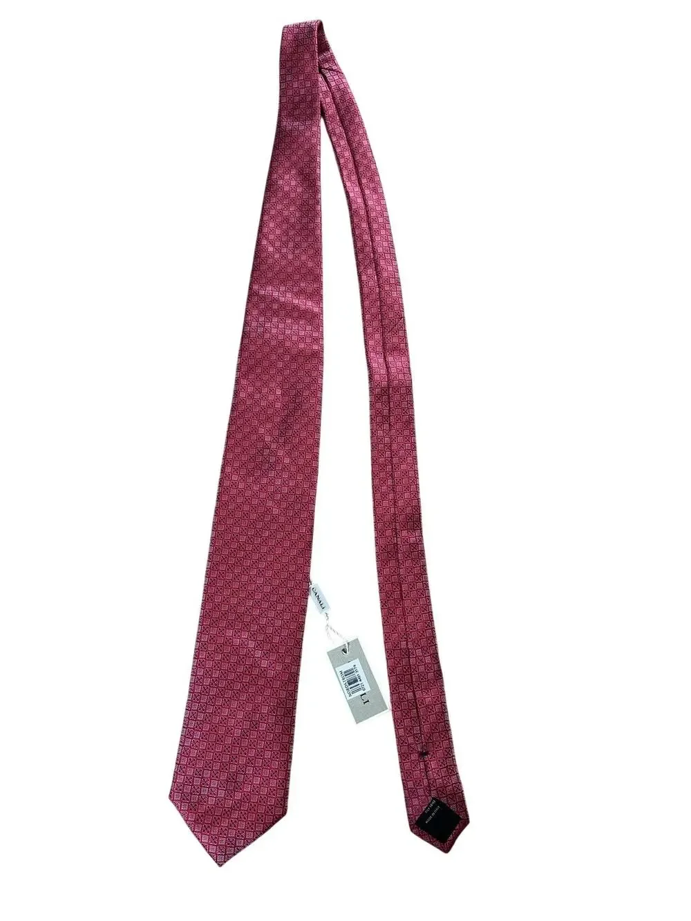 Canali Tie Mens Red 100% Silk Necktie Made In Italy Business Classic Luxury